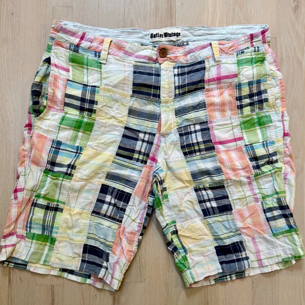 Vintage Madras Patchwork Shorts